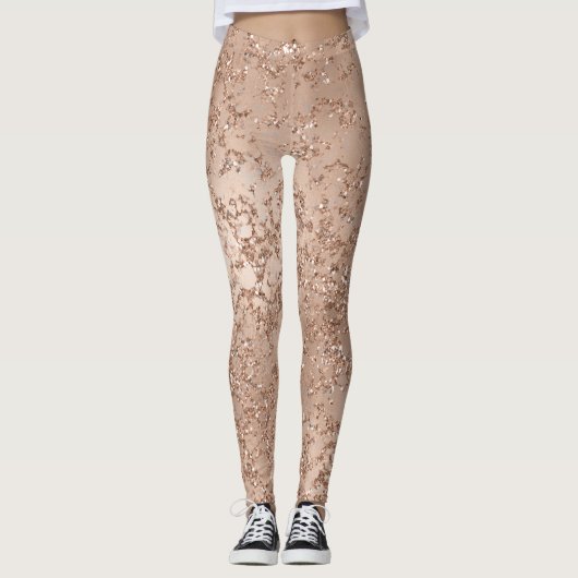 Leggings Rose Gold Blush Pink Glam Sparkle Crackle Chic (Devant)
