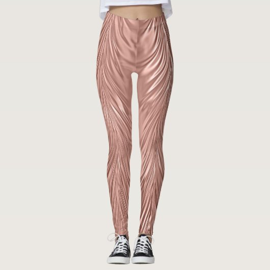 Leggings Rose Gold Faux Metalll Swirl (Devant)