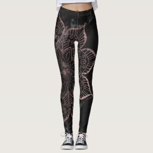 Leggings Rose Gold Faux Parties scintillant Mandala sur le 