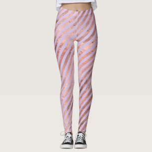 Leggings Rose Gold Glamourux et Rayures Lavande