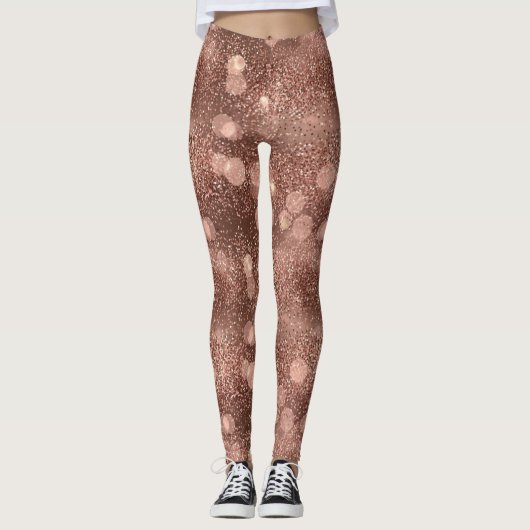 Leggings Rose Gold Glitter Sparkle Luxury Pattern (Devant)