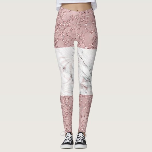 Leggings Rose Gold Modern Glam Marbre & Parties scintillant (Devant)
