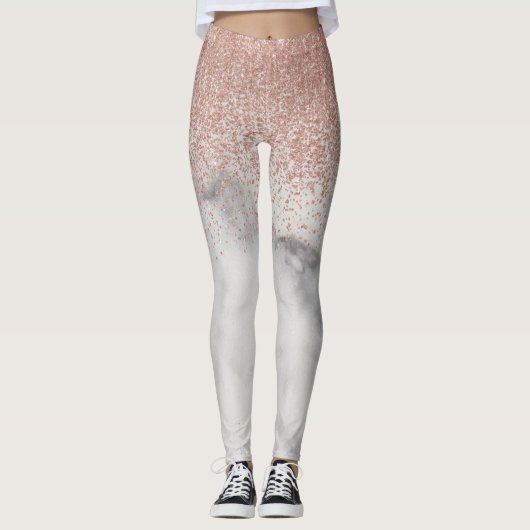 Leggings Rose Gold Ombre Parties scintillant Fading Marble (Devant)