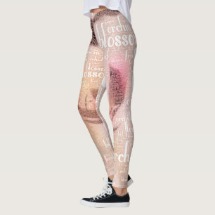 Leggings Rose Gold Orchid Word Cloud Photo intégrée