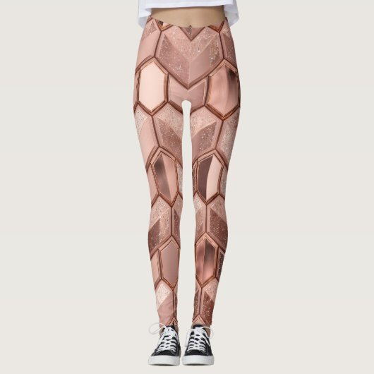 Leggings Rose Gold Pattern Design – Elegant Luxury Metallic (Devant)