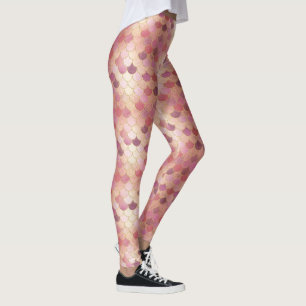 Leggings Rose Gold Shimmer Mermaid Échelle Motif