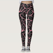 Leggings rose gris noir boucles rétro motif (Devant)