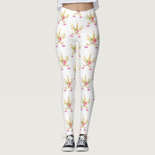 Leggings rose imprimé Unicorne