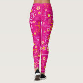 Leggings Rose jaune personnalisé filles nom de texte fleur (Dos)