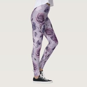 Leggings Rose Lavande Poussiéreuse Teintes Rêveuses Florale