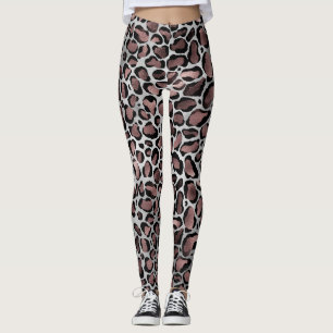 Leggings Rose métallique Gold & Black Leopard Spots sur bla