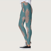 Leggings Rose moderne Gold Turquoise Motif d'ananas vert  (Gauche)