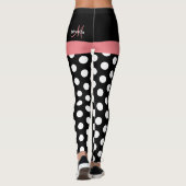 Leggings Rose noir blanc Polka point Monogramme (Dos)