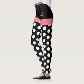 Leggings Rose noir blanc Polka point Monogramme (Gauche)