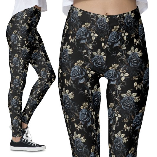 Leggings Rose noir romantique foncé Imaginaire gothique Vin