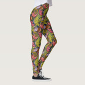 Leggings Rose Orange Jaune Vert Violet Fleurs Et Tourbillon (Droite)
