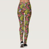Leggings Rose Orange Jaune Vert Violet Fleurs Et Tourbillon (Dos)