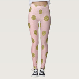 Leggings Rose Pâle Doré Pailleté Glamour Points Cute