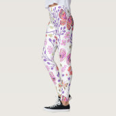 Leggings Rose Papillon coloré et Fleurs (Gauche)