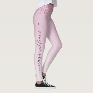 Leggings Rose Parties scintillant Lecteurs Monogramme Perso