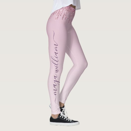 Leggings Rose Parties scintillant Lecteurs Monogramme Perso (Droite)