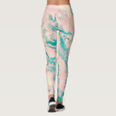 Leggings Rose pastel et turquoise marbré (Dos)