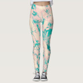 Leggings Rose pastel et turquoise marbré (Devant)