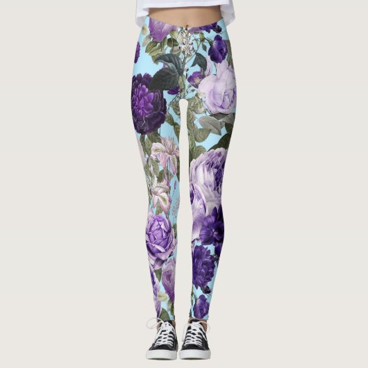 Leggings rose pourpre avec motif papillon (Devant)