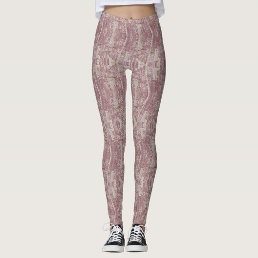 Leggings Rose Poussiéreuse Motif Texturé Abstrait (Devant)