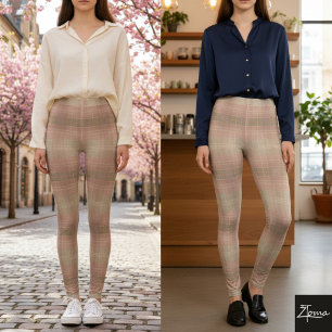 Leggings Rose Poussiéreux Kaki Carreaux Texturés Bloc