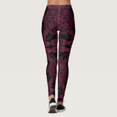 Leggings Rose profond et persan noir (Dos)