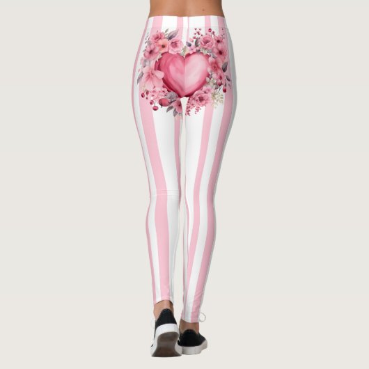 Leggings Rose rayé, Beurre Coeur (Dos)