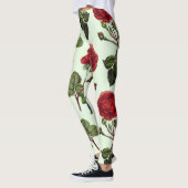 Leggings Rose Red Long Stem Motif Vert Arrière - plan (Gauche)