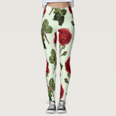 Leggings Rose Red Long Stem Motif Vert Arrière - plan (Devant)