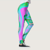 Leggings Rose Rétro et Art Liquide Bleu Clair sur Hydrangea (Droite)