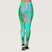 Leggings Rose Rétro et Art Liquide Bleu Clair sur Hydrangea (Dos)