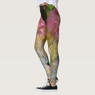 Leggings Rose romantique, bleu, violet Hydrangea