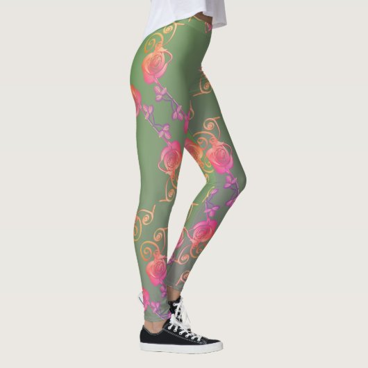 Leggings Rose romantique et jambe de mousse (Droite)