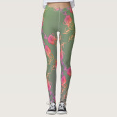 Leggings Rose romantique et jambe de mousse (Devant)