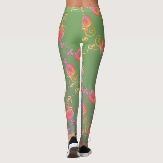 Leggings Rose romantique et jambe de mousse (Dos)