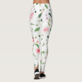Leggings Rose rose et feuille sur arrière - plan blanc (Dos)