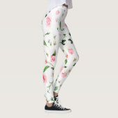 Leggings Rose rose et feuille sur arrière - plan blanc (Droite)