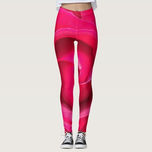 Leggings Rose rose romantique rouge (Devant)