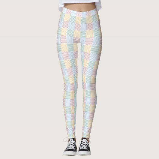 Leggings Rose rose tendance bleu vert jaune blanc moderne (Devant)