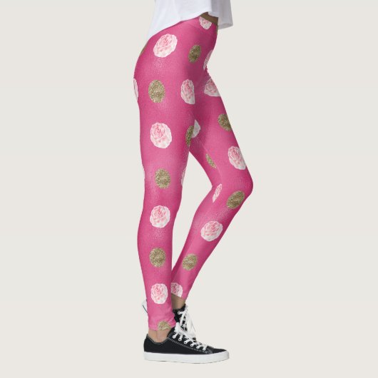 Leggings rose roses or Floral rose chaud (Droite)