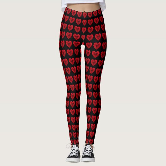 Leggings Rose rouge (Devant)