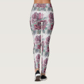 Leggings Rose rouge Aquarelle Fleur Rouge Jambes Florales (Dos)