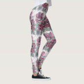 Leggings Rose rouge Aquarelle Fleur Rouge Jambes Florales (Droite)