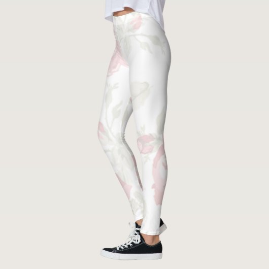 Leggings Rose rouge avec impression de fond blanc (Gauche)