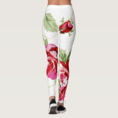 Leggings Rose rouge avec légendes imprimées arrière - plans (Dos)